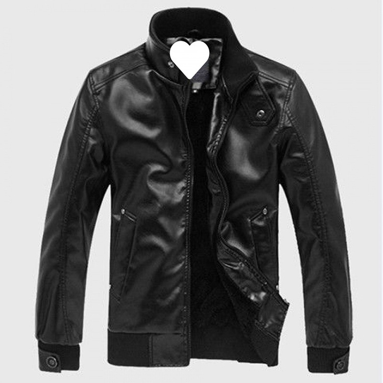 Men's leather jacket Slim shape standing collar youth leisure motorcycle jacket Spring and autumn trend coat ment Slim shape sta