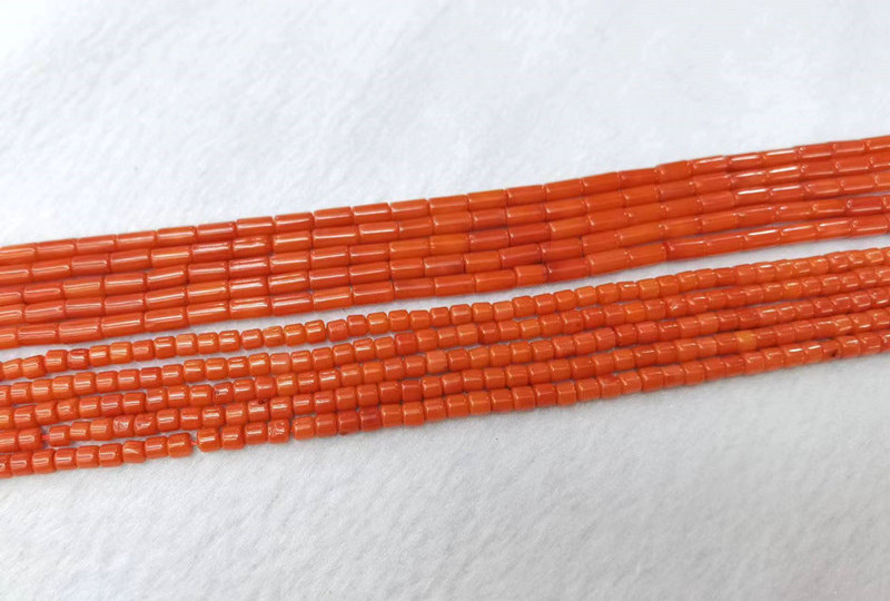 Natural Smooth Charm Gemstone Tube Shaped  Red Coral  Cylinder Stone Loose Beads For Jewelry Making