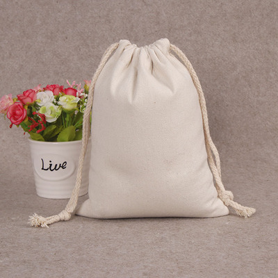 Custom logo dust cover Plain cotton canvas pouch drawstring dust bag  for handbags luxury