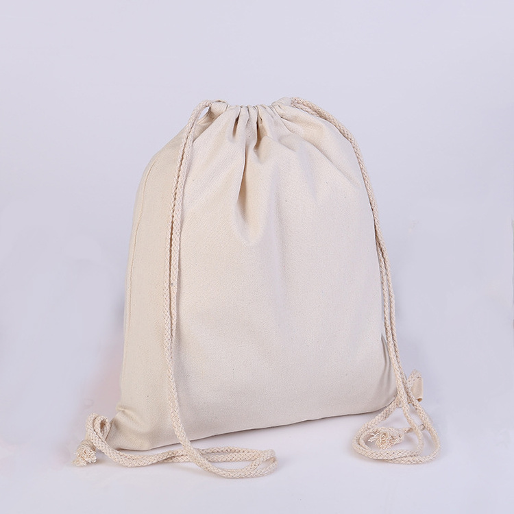 FeiFei Wholesale  White Dust Bags Cotton Canvas drawstring bag backpack with logo