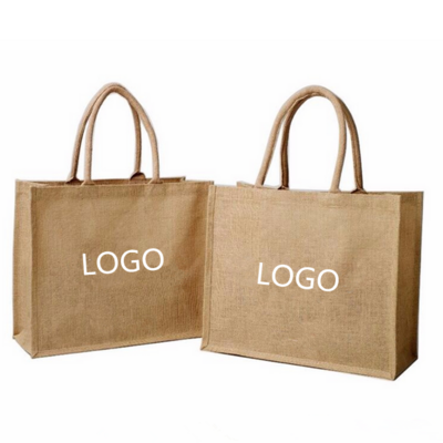 custom print reusable hemp jute tote shopping burlap bags with logo