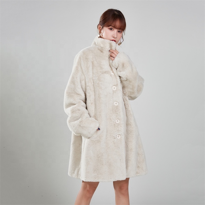 Trench faux fur long Coat Trimmed For Women In Winter Fur Long Line Natural Mink Fur Coat