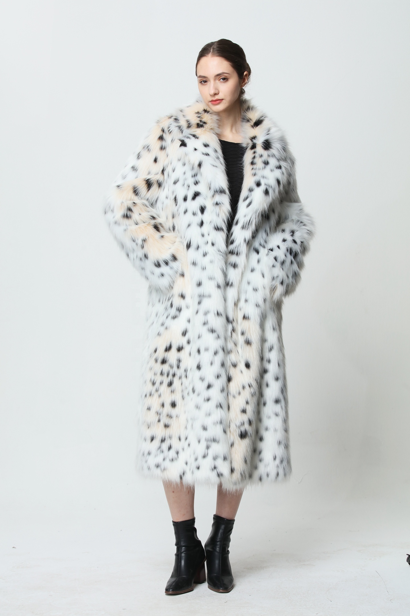 Elegant Wholesale Direct Sales Long Faux Fur Coat Lynx Leopard Faux Fur Coats Wholesale