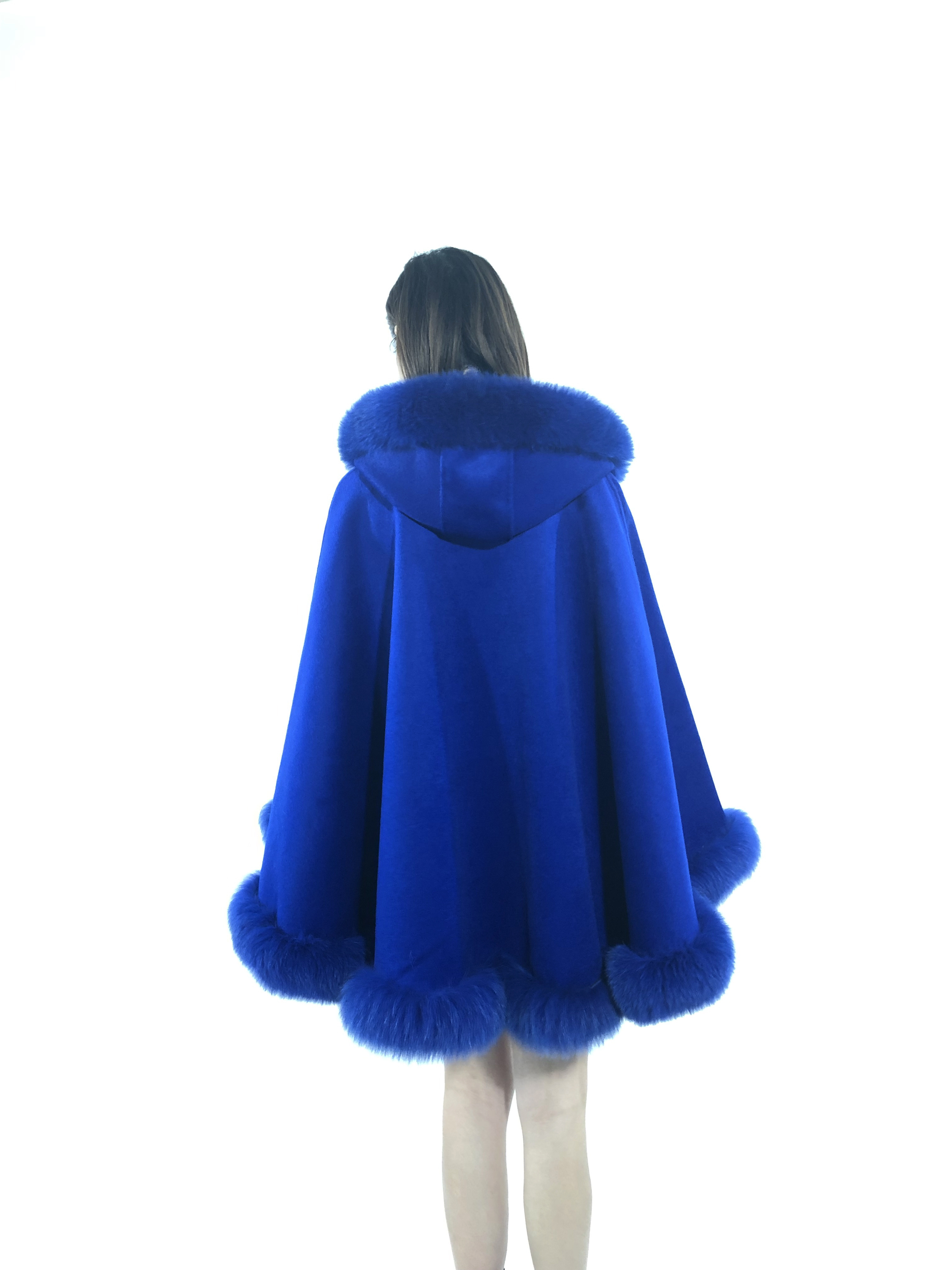 Wholesale New Trends Solid Cashmere Fur Shawl Sleeveless Single Button Genuine Fur Coats