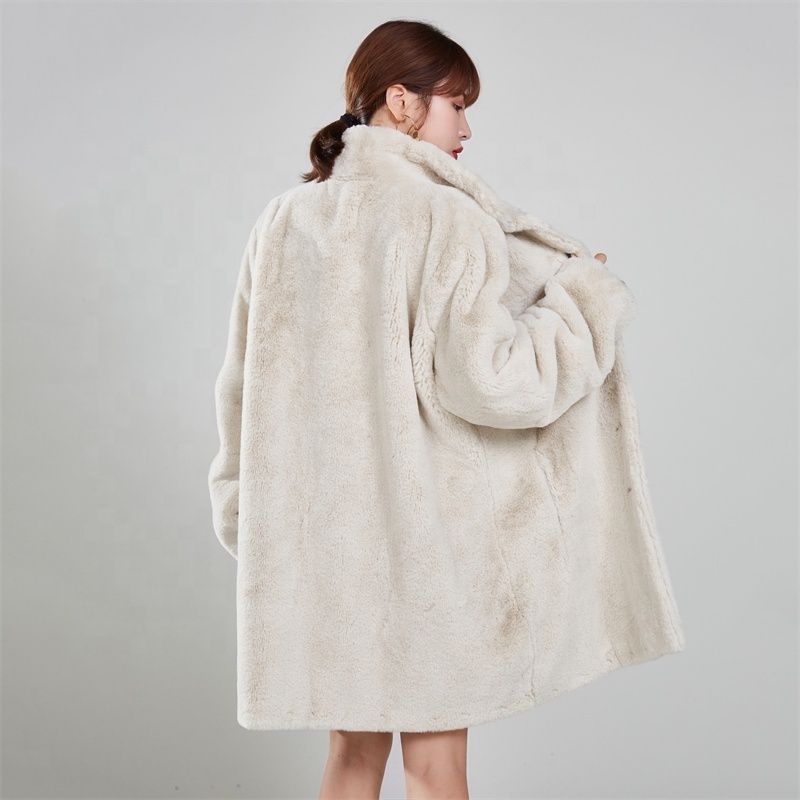 Trench faux fur long Coat Trimmed For Women In Winter Fur Long Line Natural Mink Fur Coat