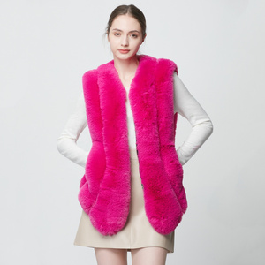 Customized Spring Ladies Fox Fur Gilet Plus Pink Cheap Luxury Woman's  Leather Fox Fur Vest Women