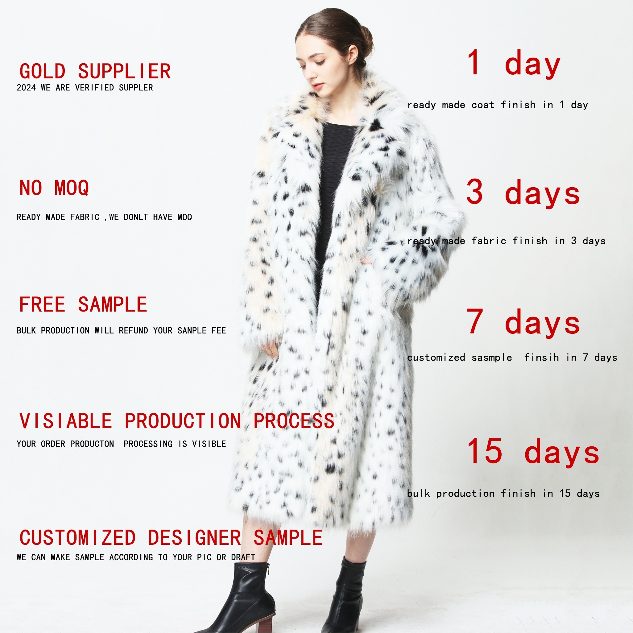 Elegant Wholesale Direct Sales Long Faux Fur Coat Lynx Leopard Faux Fur Coats Wholesale