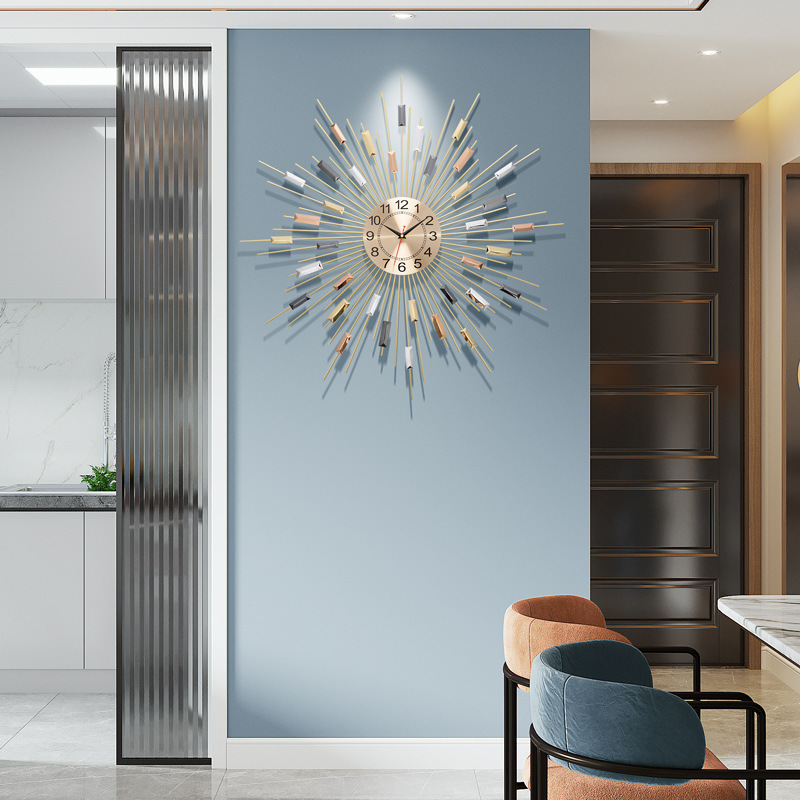 Modern Luxury Gold 3D Wall Clocks Silent For Living Room Kitchen Office Bedroom 23.6Inch Large Starburst Digital Wall Clocks