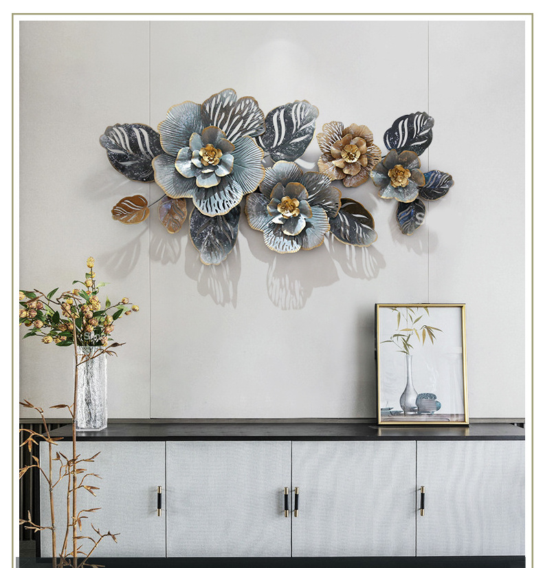 Hot Selling European Style Wrought Iron Flower Wall Decoration Handmade Personality Metal Art Wall Decor For Living Room