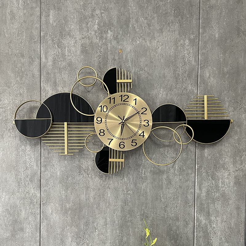 3D Sculpture Home Porch Living Room Office Bedroom Geometric Decor Unique Iron Hanging Metal Art Large Modern Clock Wall Decor