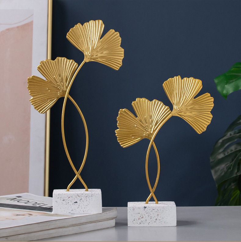 High Quality Modern Nordic Style Table Metal  Accessories Gold Ginkgo Leaves Other Home Decor For Bedroom Living Room