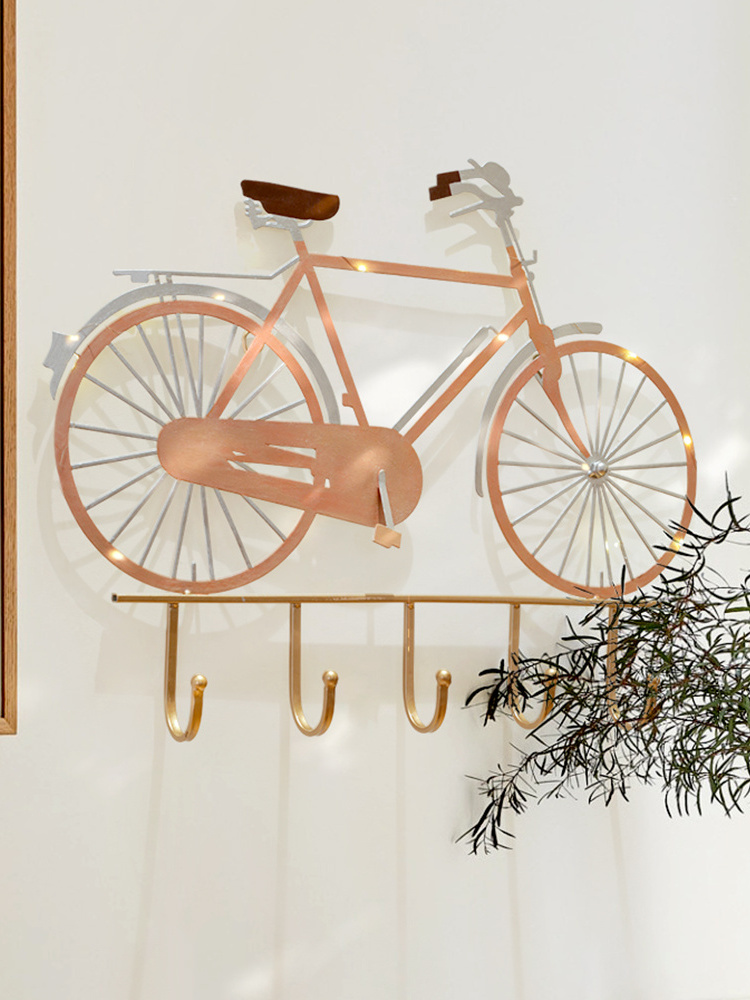 High Quality Metal Art Bicycle Wall Hanging Entryway Key Holder Clothes Hat Rack And Backpack Hanger Home Decor Coat Wall Hooks