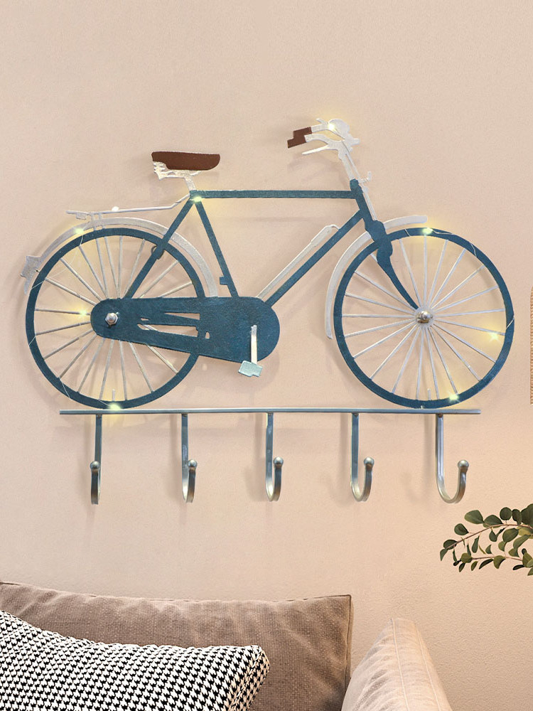 High Quality Metal Art Bicycle Wall Hanging Entryway Key Holder Clothes Hat Rack And Backpack Hanger Home Decor Coat Wall Hooks