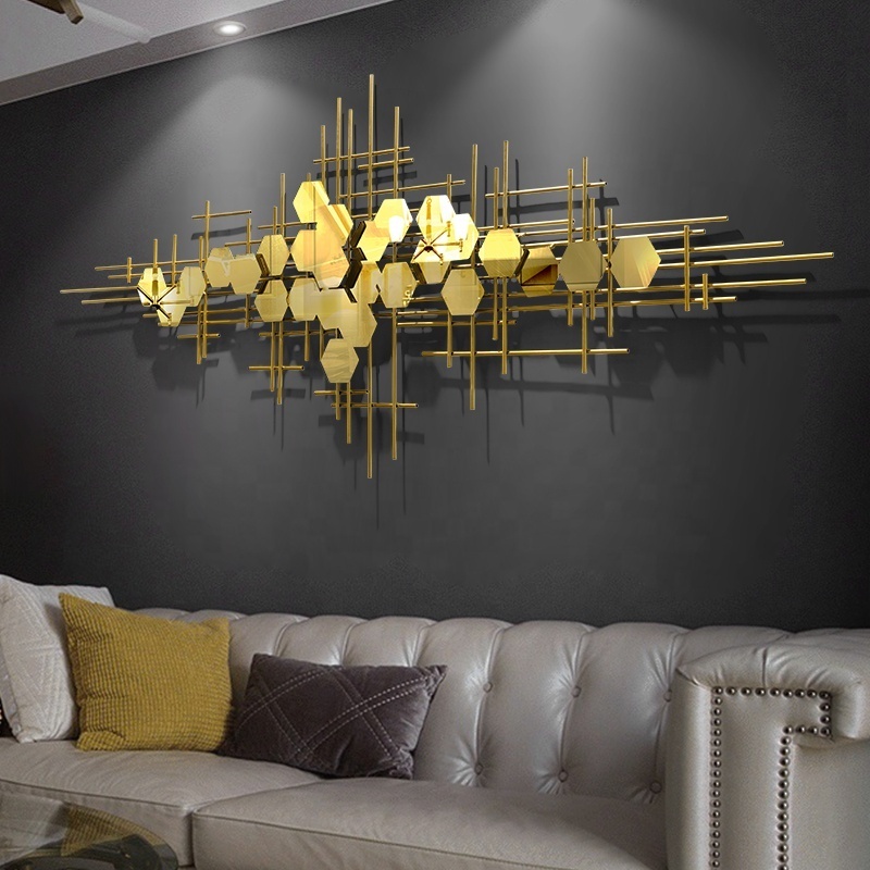 Factory Direct Sales Modern Light Luxury Style Living Room Wall Decoration Gold Geometry 3D Wall Art Hanging For Home Decor