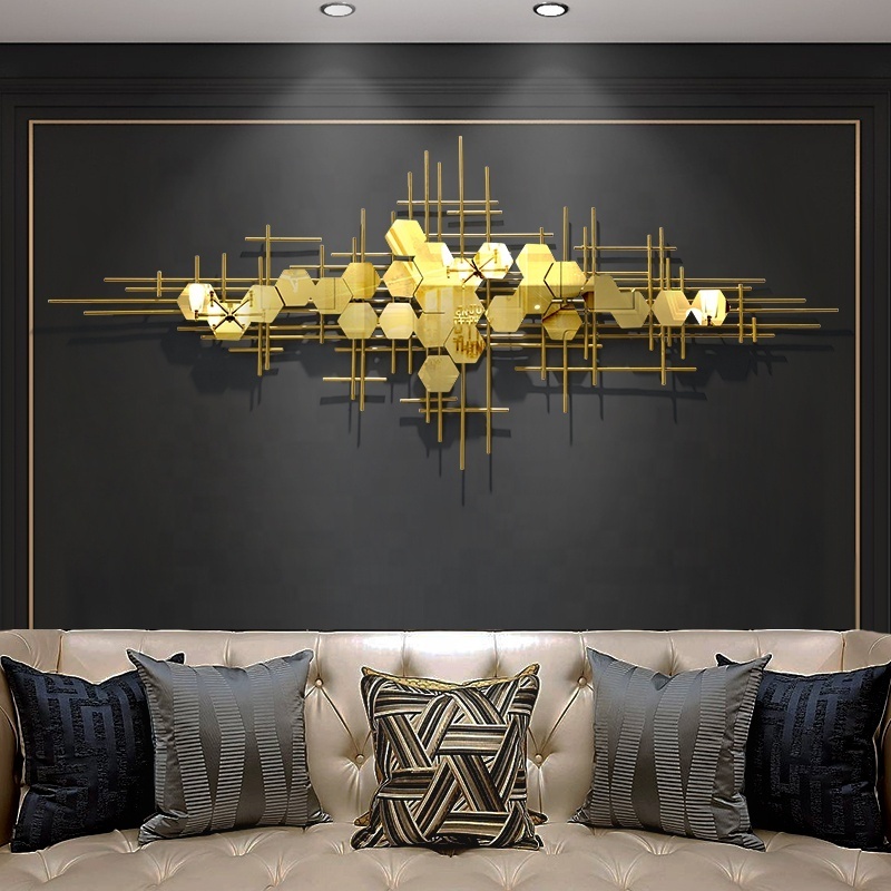 Factory Direct Sales Modern Light Luxury Style Living Room Wall Decoration Gold Geometry 3D Wall Art Hanging For Home Decor