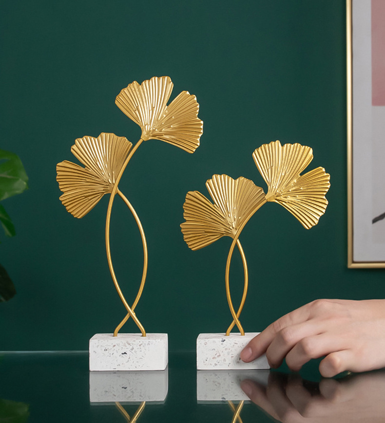 High Quality Modern Nordic Style Table Metal  Accessories Gold Ginkgo Leaves Other Home Decor For Bedroom Living Room