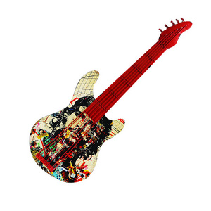 Retro Wrought Iron Guitar Decoration Wall Hanging Musical Instrument Model Pendant Wall Decoration For Bar Restaurant