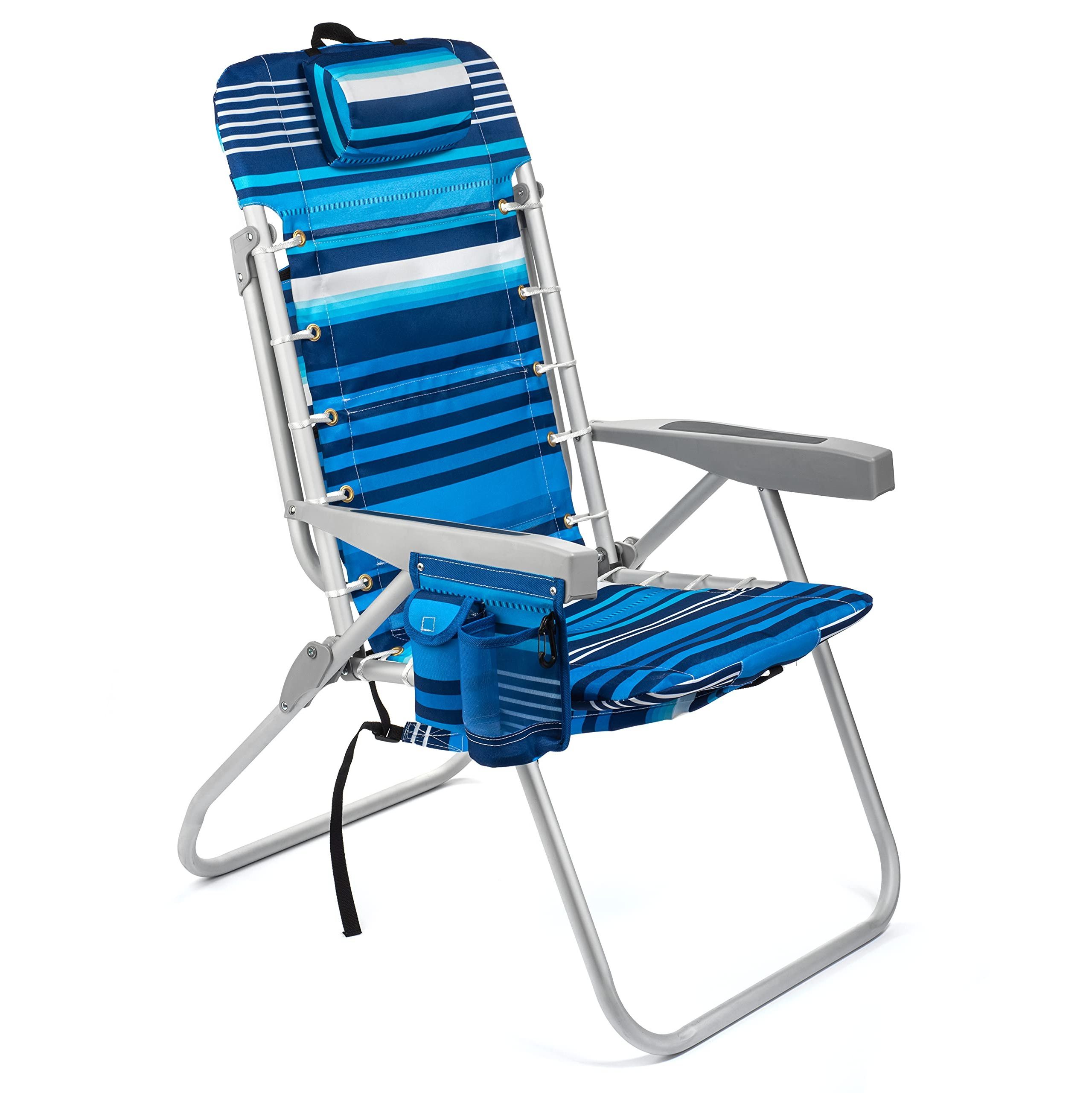 Folding High Backpack Beach Chair, Portable Folding Backpack Beach Lounger, Easy To Carry