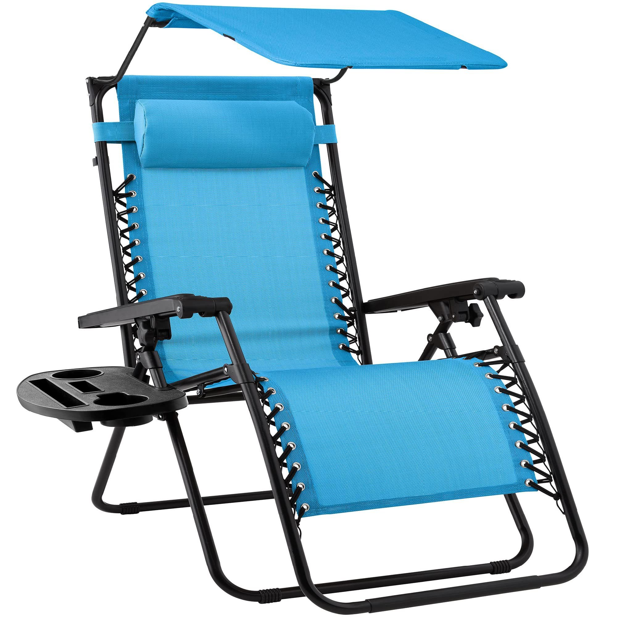 Outdoor Beach Chair With Foldable Sun Visor, Folding Reclining Beach Chair with Umbrella, Outdoor Leisure Chair  Lawn Chairs