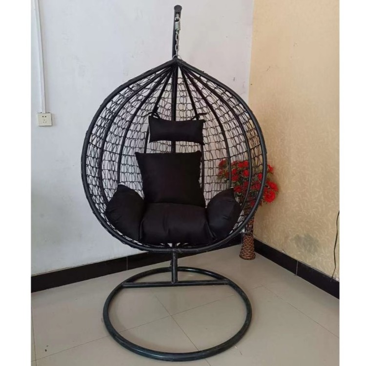 rattan steel swing egg hanging basket chair Outdoor Furniture Garden Patio chair with seat cushion