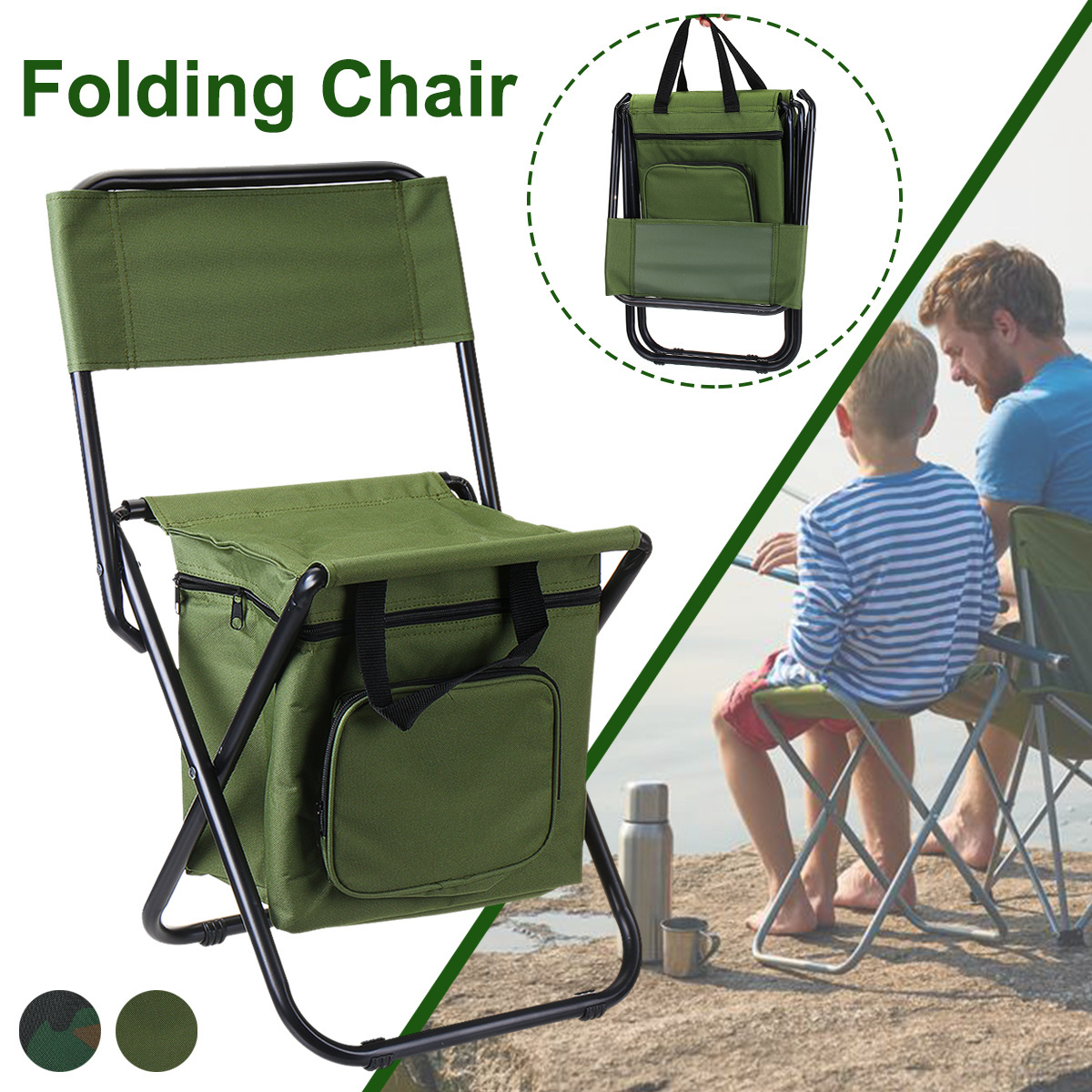 Wholesale Prices Backpack Folding Beach Chair Portable Camping Chair with Backrest Storage Cooler Bag