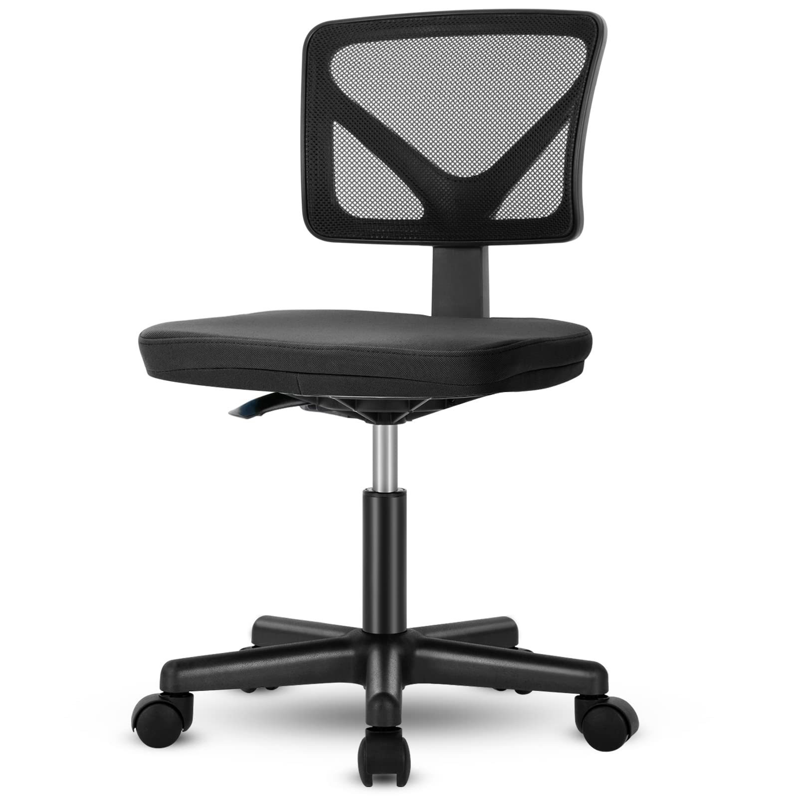 Low-Back Mesh Chair Task Chair Swivel Rolling Chair No Arms for Small Space with Lumbar Support