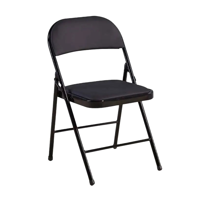 Foldable chair, white metal frame folding chair black