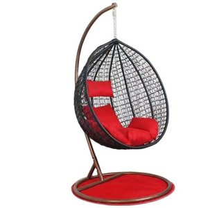 rattan steel swing egg hanging basket chair Outdoor Furniture Garden Patio chair with seat cushion