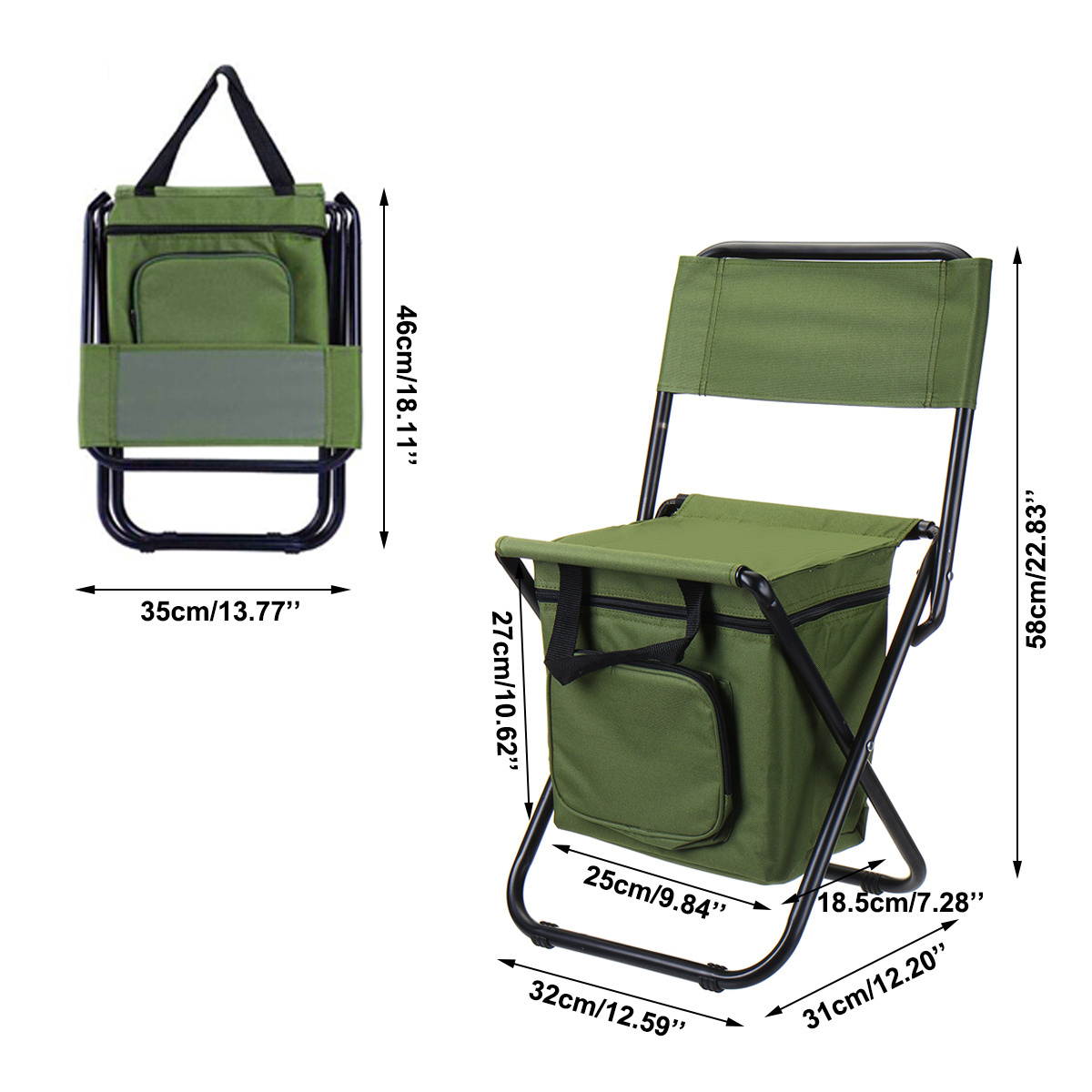 Wholesale Prices Backpack Folding Beach Chair Portable Camping Chair with Backrest Storage Cooler Bag