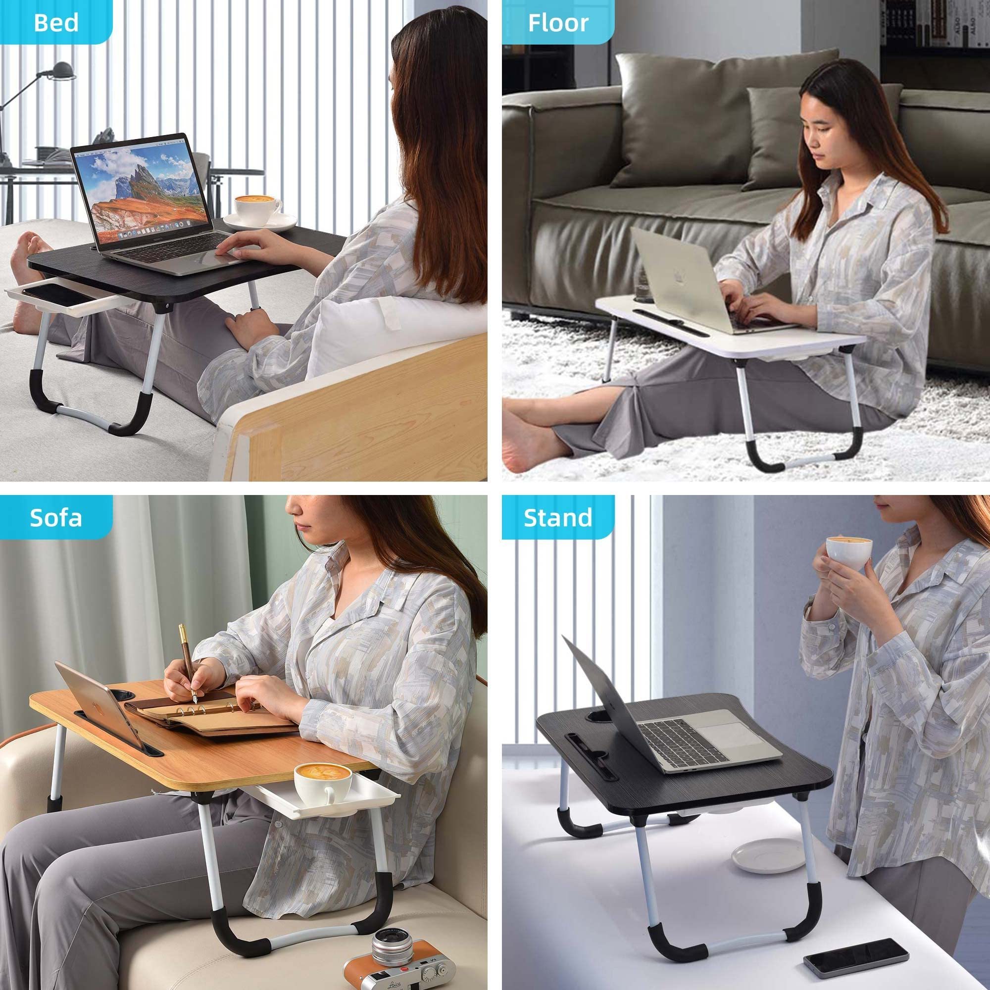 Hot Sale Laptop Bed Table Desk Tray Stand with Cup Holder, Large Portable Foldable Lap Desk Bed Tray