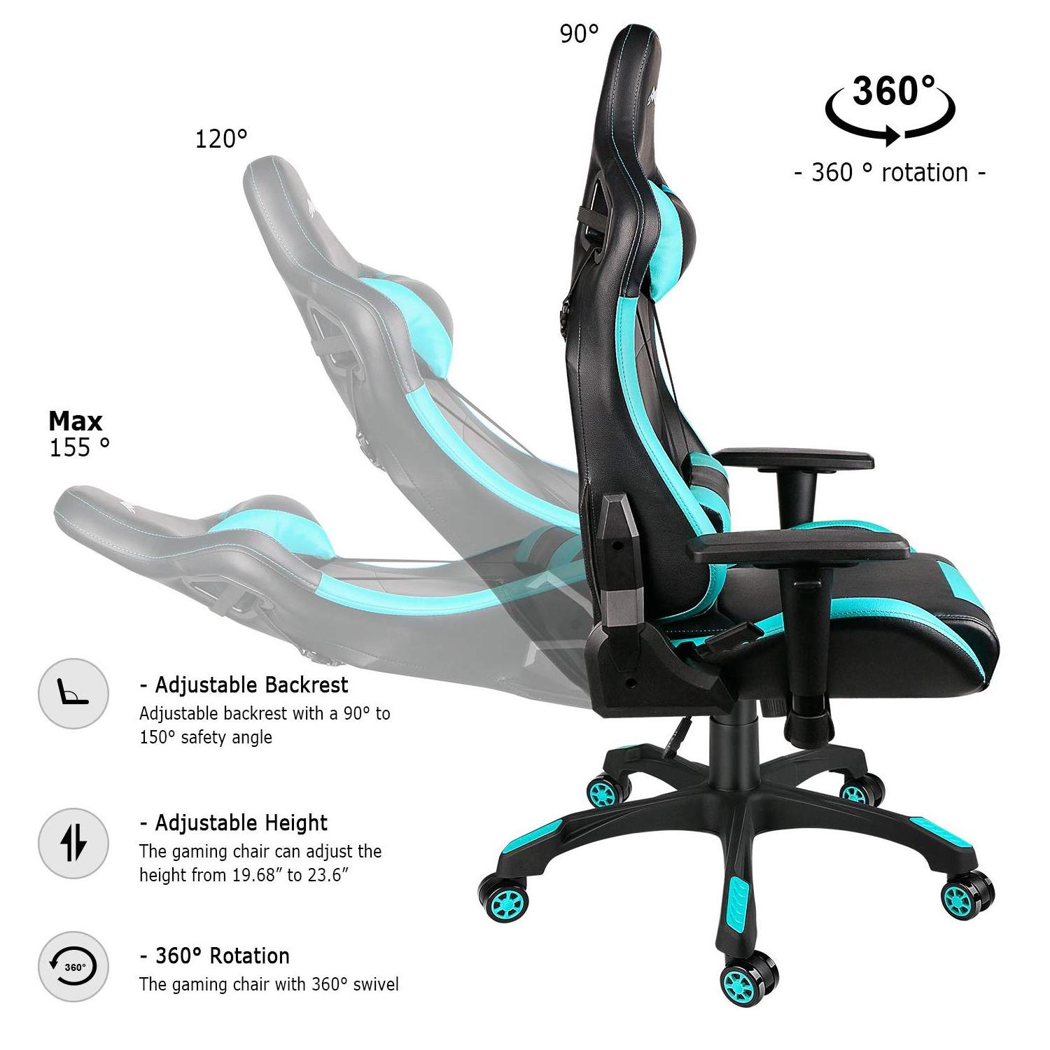 ALINUNU Gaming Chair with Pocket Spring Cushion, Ergonomic Computer Chair High Back, Reclining Game Chair Pu Leather