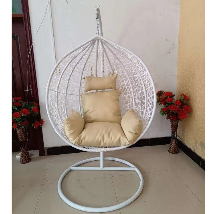 rattan steel swing egg hanging basket chair Outdoor Furniture Garden Patio chair with seat cushion