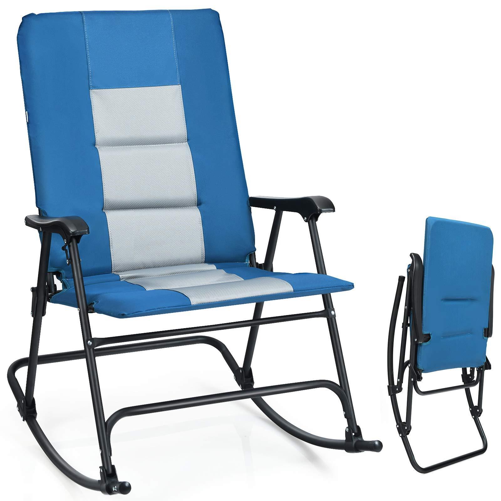 Camping Rocking Chair Foldable Chair With Upholstered Armrests And Seat , Outdoor Beach Lounge Chair