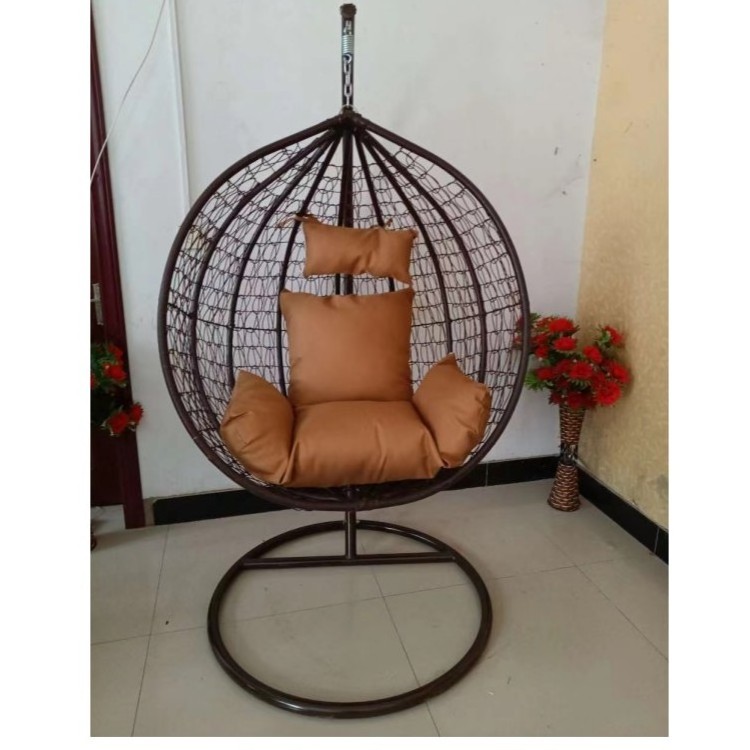 rattan steel swing egg hanging basket chair Outdoor Furniture Garden Patio chair with seat cushion