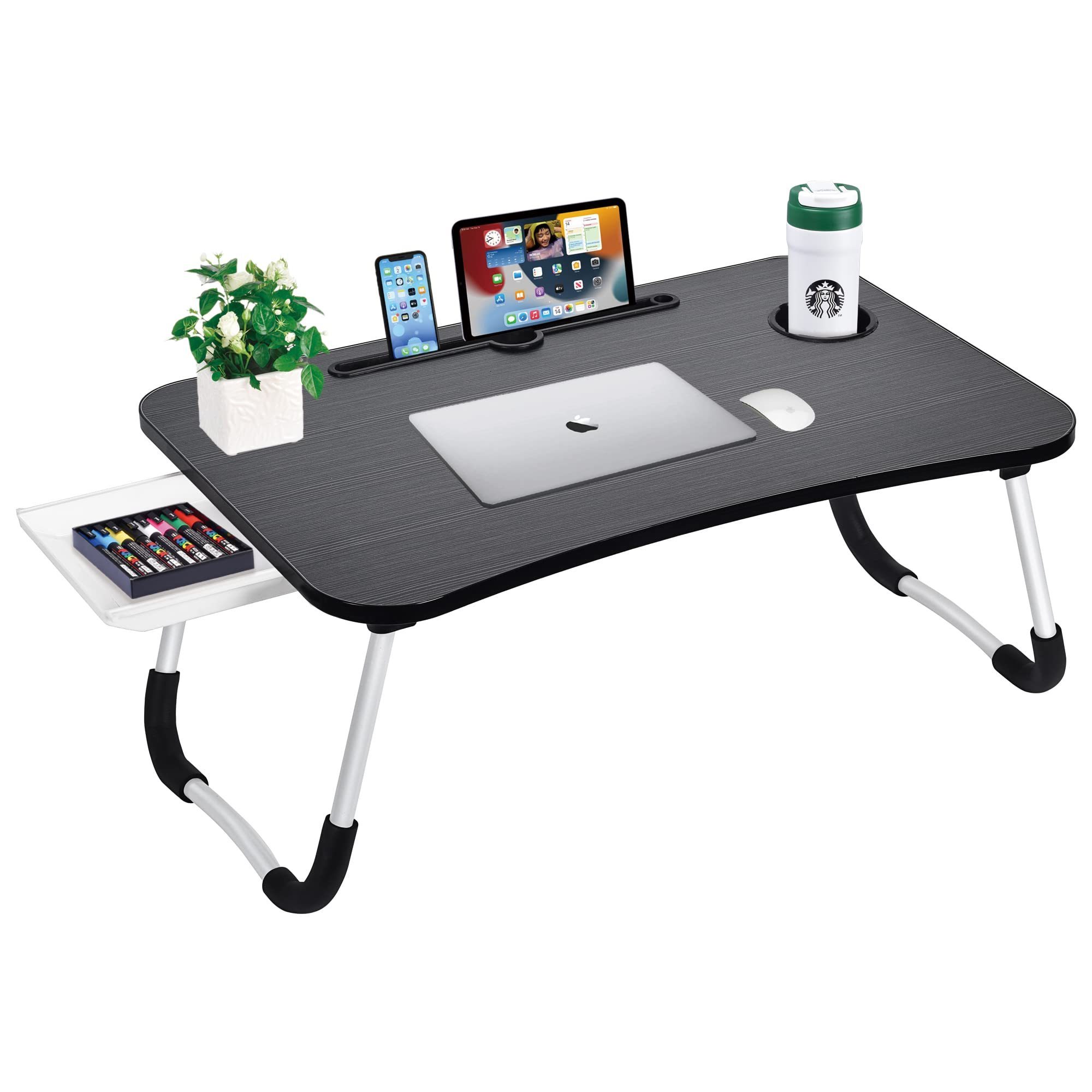 Hot Sale Laptop Bed Table Desk Tray Stand with Cup Holder, Large Portable Foldable Lap Desk Bed Tray