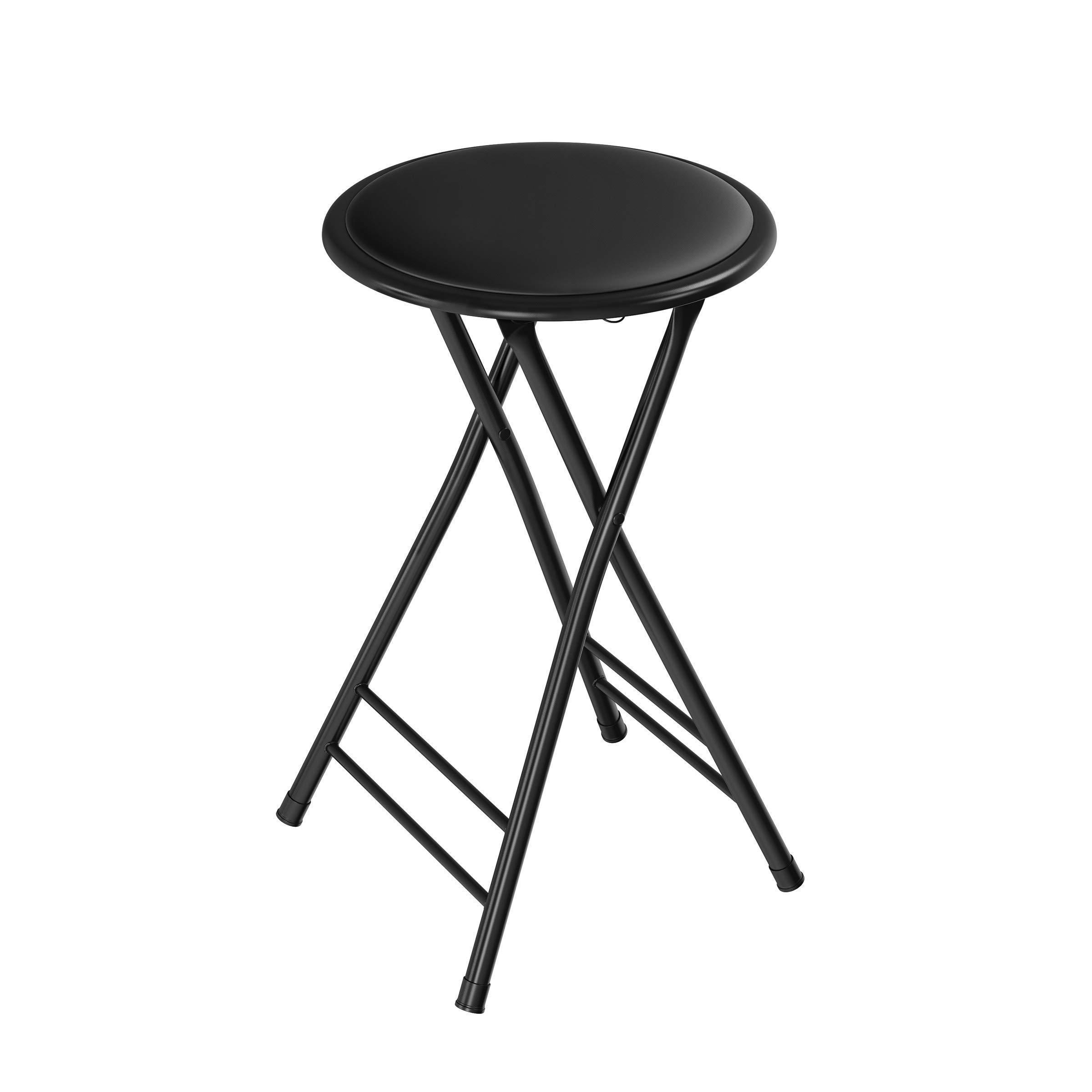 Home Folding Stool, Heavy-Duty 24-Inch Upholstered Round Chair, 300-Pound Weight Capacity, Does Not Take up Space