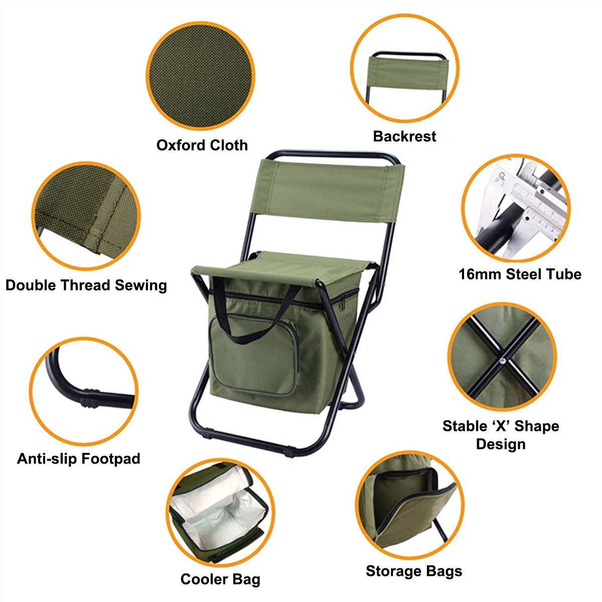 Wholesale Prices Backpack Folding Beach Chair Portable Camping Chair with Backrest Storage Cooler Bag