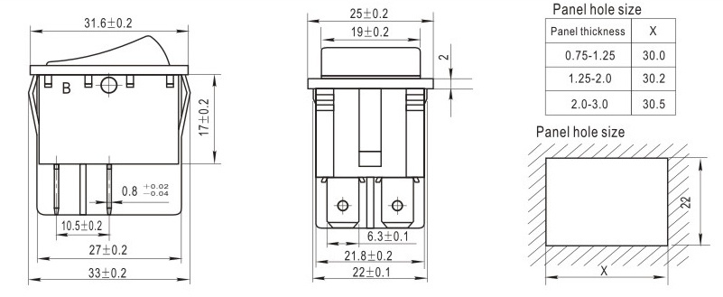 4PIN ON OFF Rocker Switch Double Pole Single Throw Red Illumination Rocker Switches