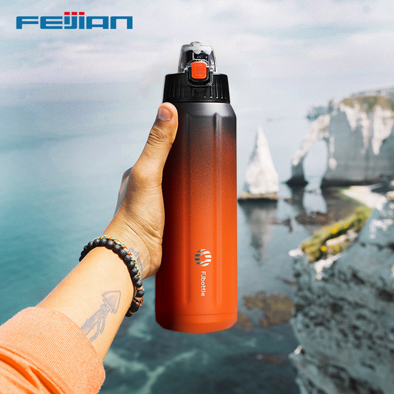 FEIJIAN Sports Water Bottle Portable 18/10 Stainless Steel Shaker Flask Tritan lid Bpa Free Jar Leak-proof Canteen