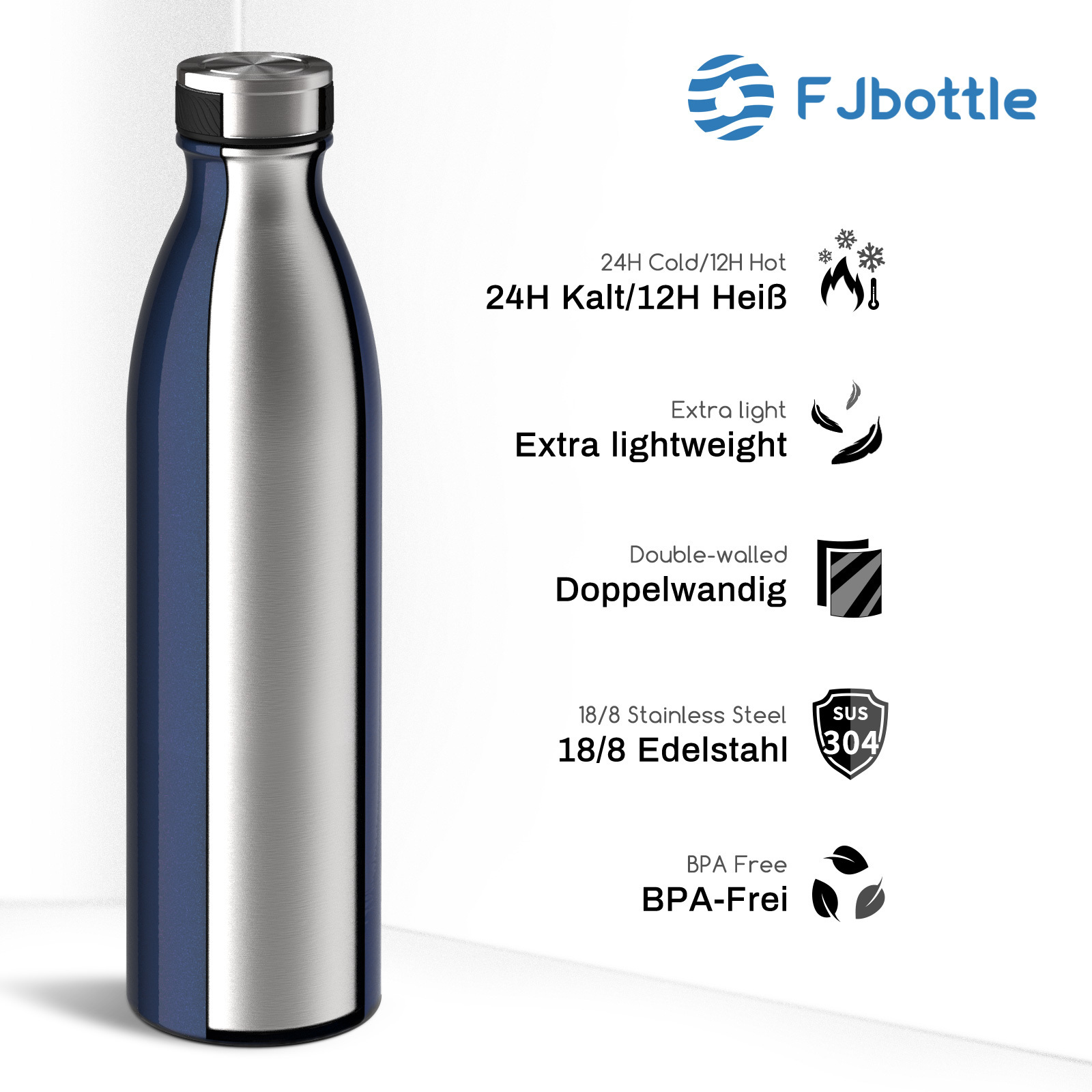 Wholesale  Double Wall Vacuum Insulated Stainless Steel Water Bottle  Custom Red White Blue Metal flask