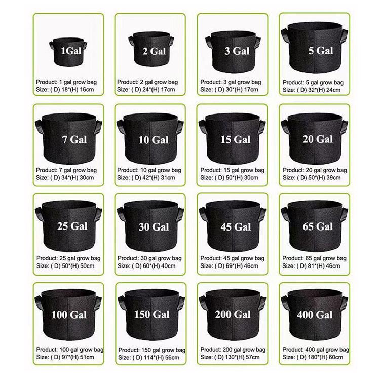 3 5 7 10 15 20 25 30 Gallon Nursery Garden Fabric Felt Plant Flower Pot Grow Pot Grow Bags