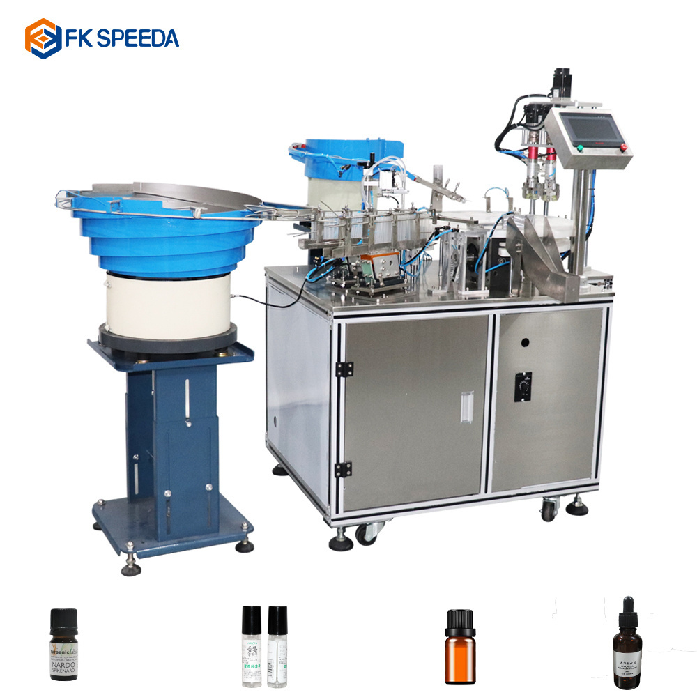 Rotary Automatic Perfume Mini Tester Liquid Glass Small Bottle Vial Monoblock Filling Pressing Capping Machine