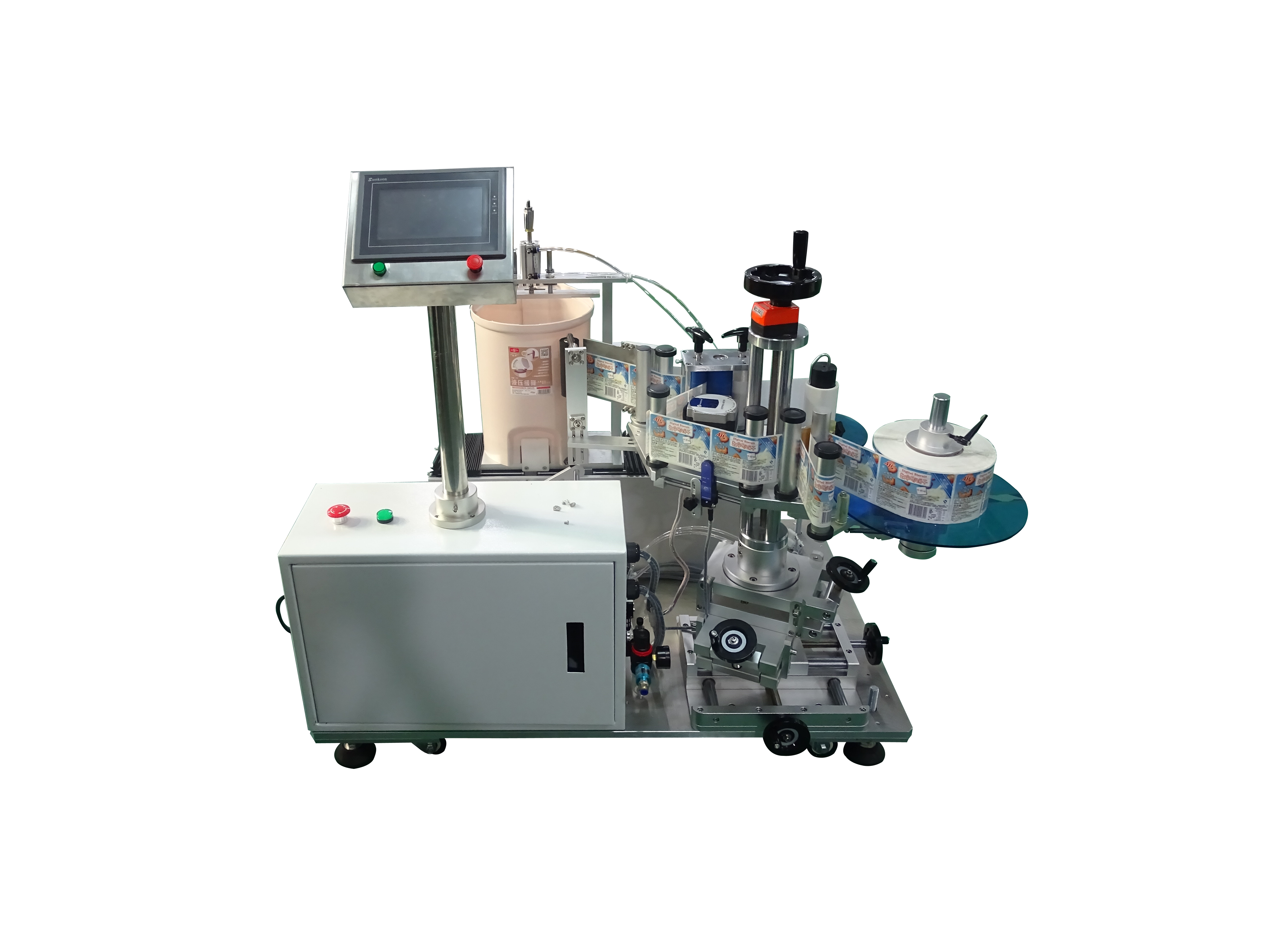 Semi-Automatic 5 Gallon Buckets vat Labeling Machine China Manufacturer /labeling Machine For Big Size Plastic Bottle Paint Pail