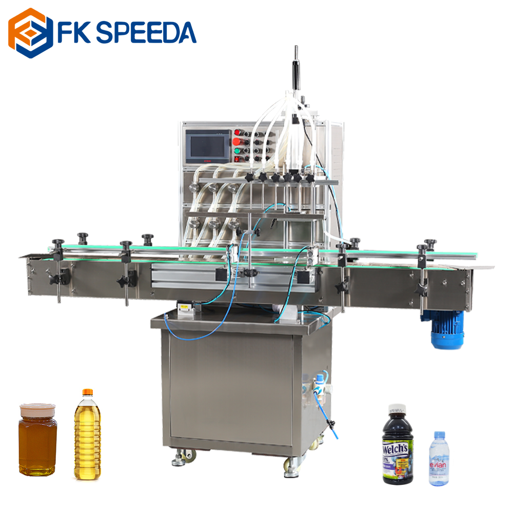 Configuration Automatic Liquid Filling Capping And Labeling Machine Line Plastic Bottle Round peak filling machine