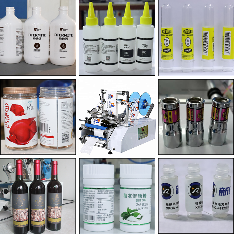 FINECO 603 Wine Double Side Sticker Round Water Semi-automatic Digital Bottle Labeling Printing Machine