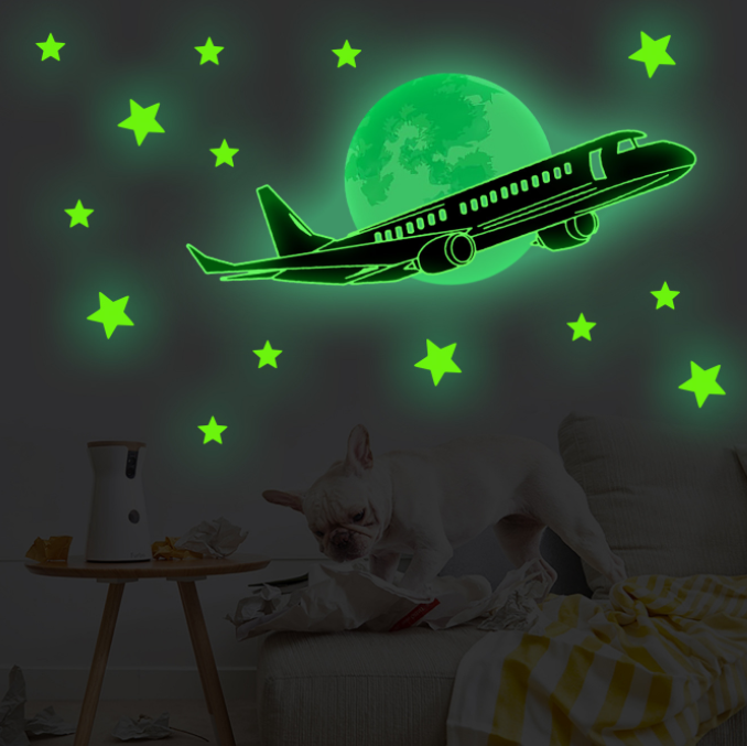 luminous Custom decorative wall sticker flat or 3D glow in the dark stars glow in the dark sticker