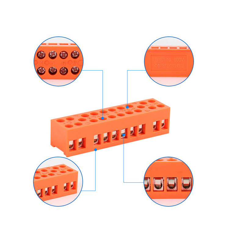 High quality fixed 36A terminal block  H3801-10 terminal block 10-position terminal flame-retardant connector