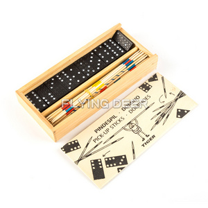 Children Games 2 In 1 Wooden Domino And Mikado Game Set