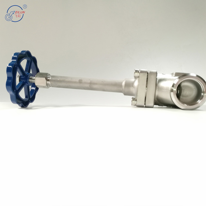 Cryogenic gas control valve extended stem globe valve with wheel handle