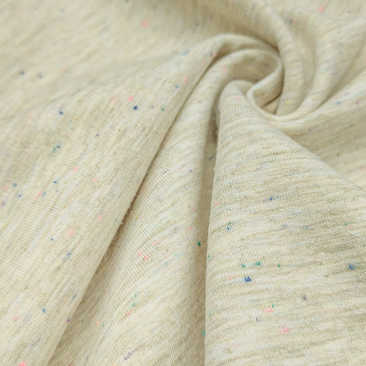 Super Soft Knitted CVC Fleece Fabric Polyester Cotton Spandex Material Neps French Terry Fabric For Sale